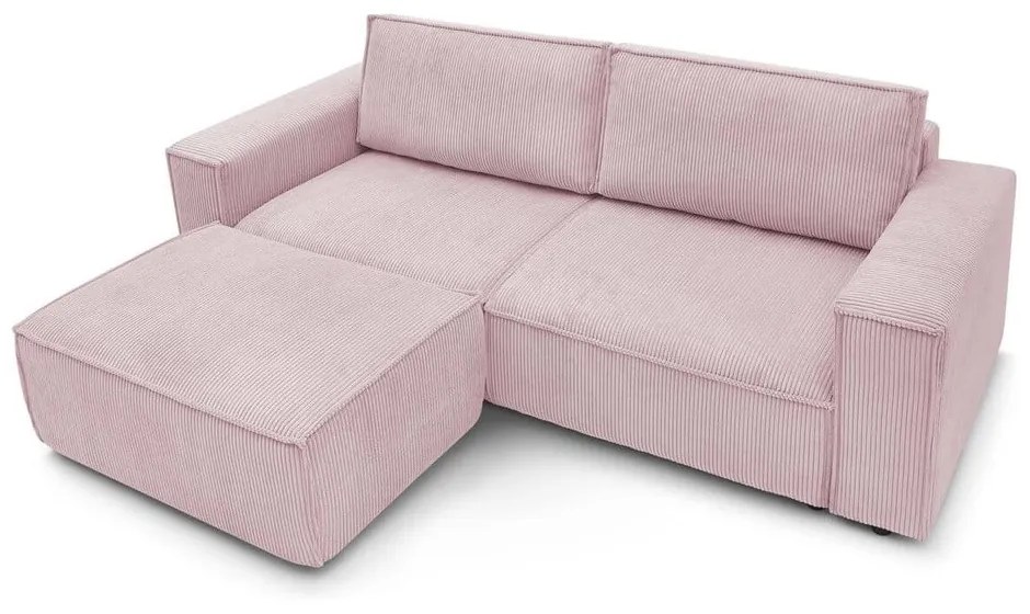 Jasnoróżowa sztruksowa rozkładana sofa 245 cm Nihad – Bobochic Paris