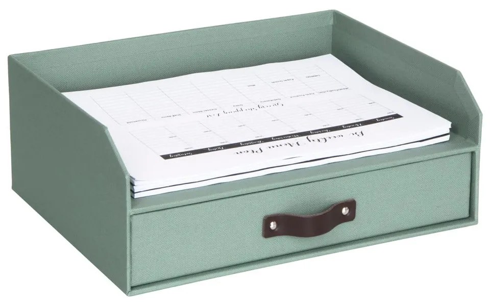 Zielony kartonowy organizer z szufladką/na dokumenty Walter Canvas Paper Laminate – Bigso