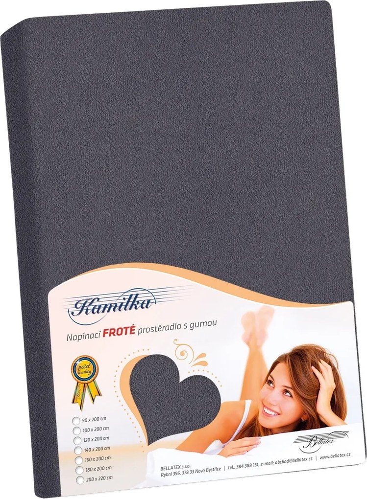 Bellatex prześcieradło frotte grafitowe, 90 x 200 cm