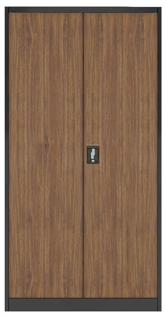 Zestaw 4x szafa biurowa metalowa antracytowa/orzech, 900x1850x400 mm: JAN Eco Design