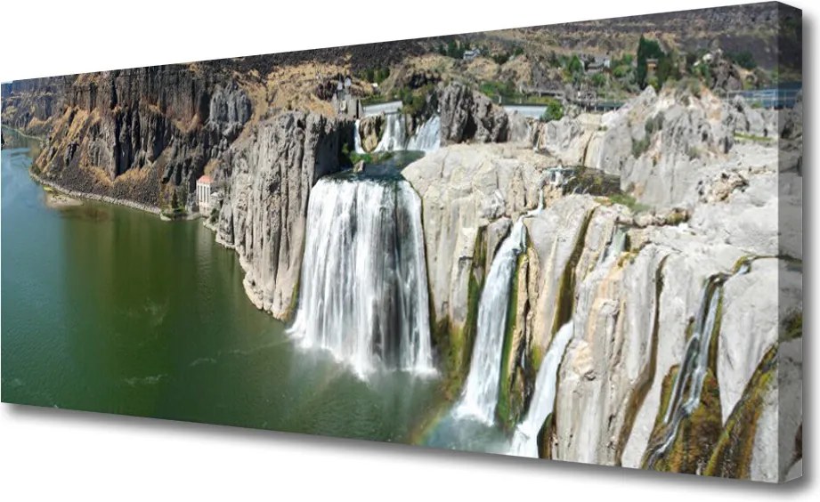 Obraz na płótnie Wodospad wpadający do Jeziora