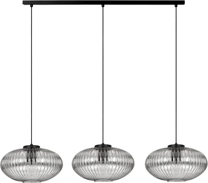 Wisząca lampa z trzema szklanymi kloszami grafitowa S6-D80
