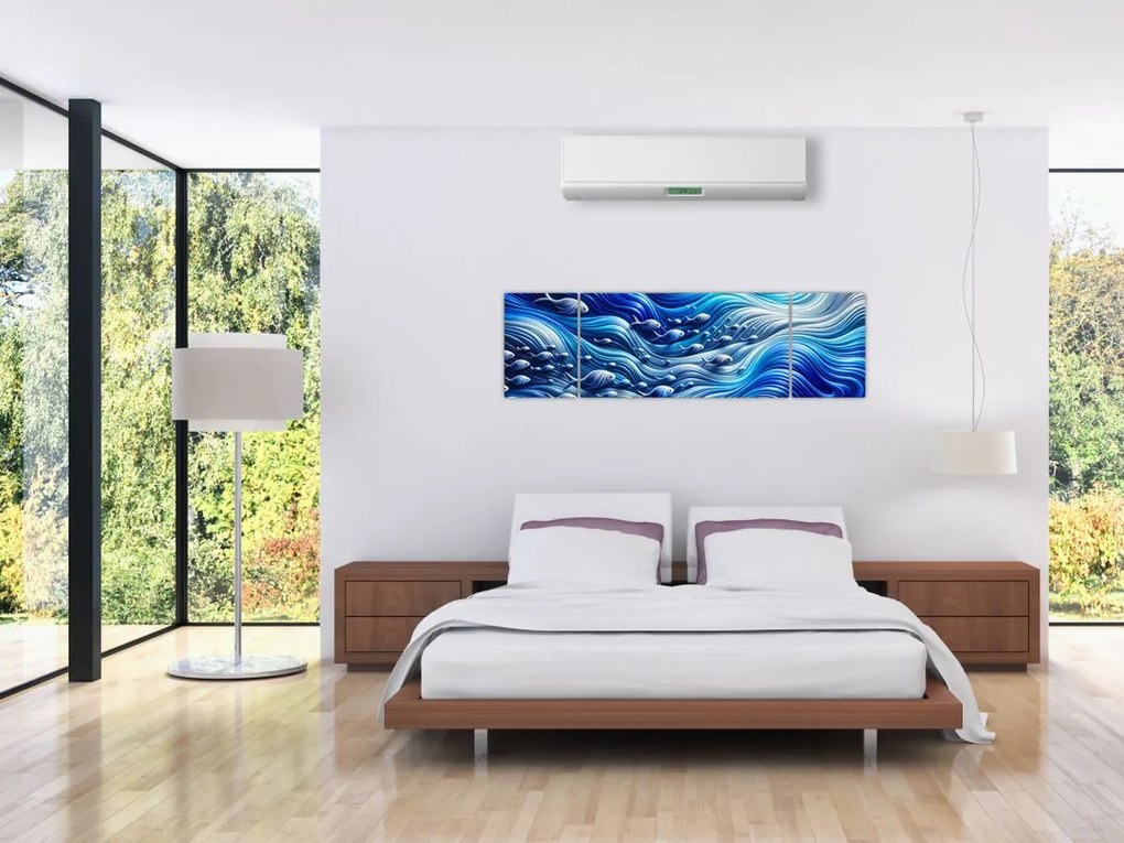 Obraz – Ryby w falach (170x50 cm)