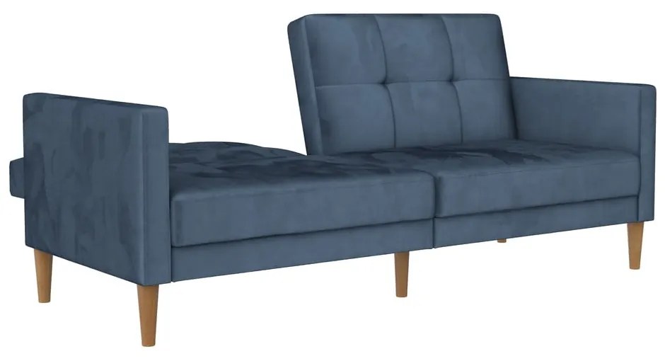 Niebieska aksamitna rozkładana sofa 207 cm Lilly – Støraa