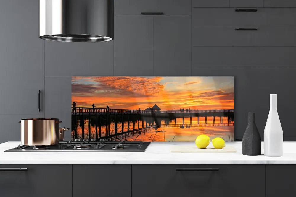 Szkło Dekoracyjne do Kuchni Most Wiszący Nad Oceanem