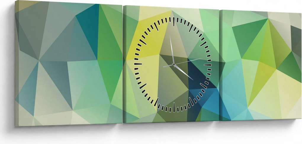 Obraz abstrakcji geometrycznej (z zegarem) (90x30 cm)