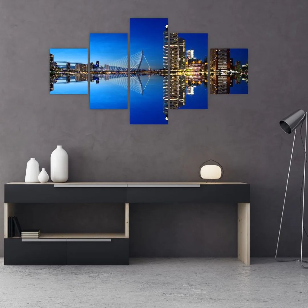 Zdjęcie - Rotterdam nocą (125x70 cm)