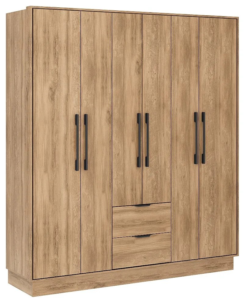 Szafa 6 drzwiczek i 2 szuflady - Dł.162 cm - Kolor: naturalny - FEOVA