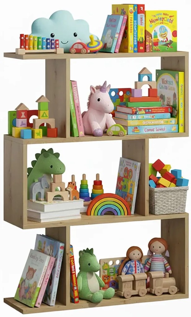 Nowoczesny dziecięcy regał na zabawki dąb artisan S7-F93