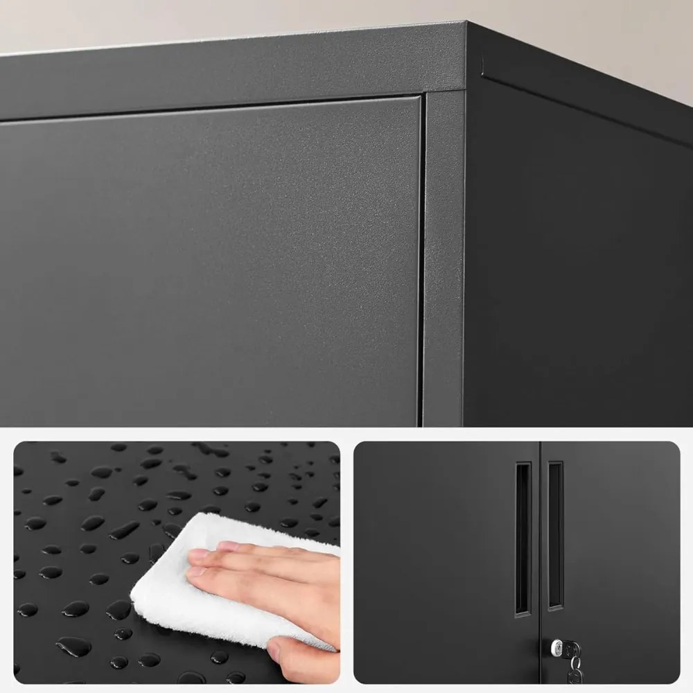 SongmicsHome Wielofunkcyjna metalowa szafka RAVEN, 40x80x90 cm, czarna