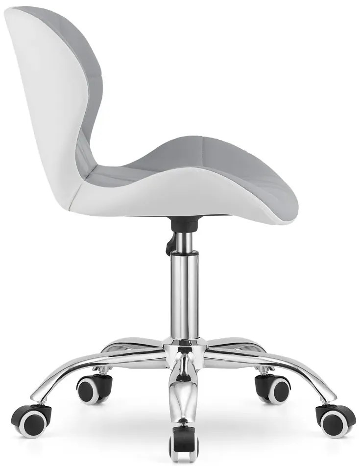 Pikowany szaro-biały obrotowy fotel do biurka F7-T64