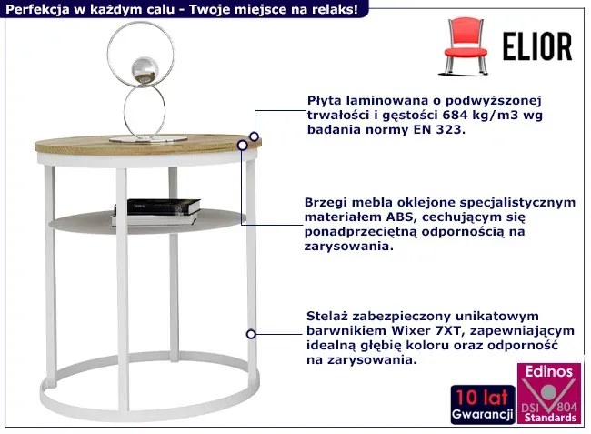 Skandynawski stolik kawowy z półką dąb artisan + biały - Melkor 5X