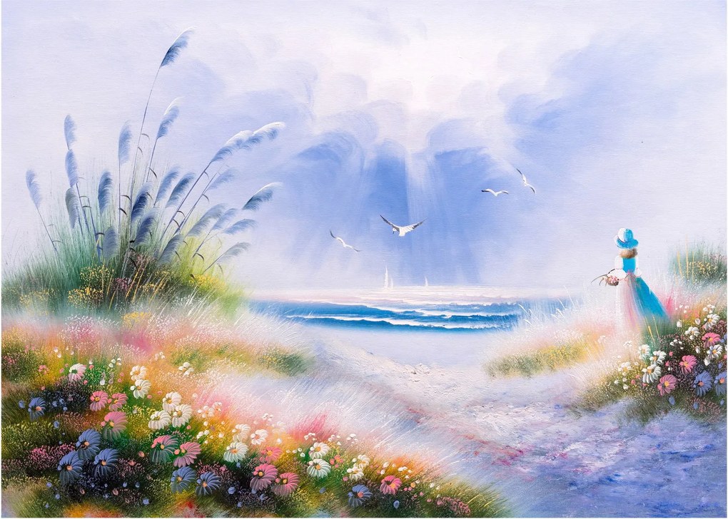 Obraz na szkle - Romantyczna plaża, obraz olejny (70x50 cm)