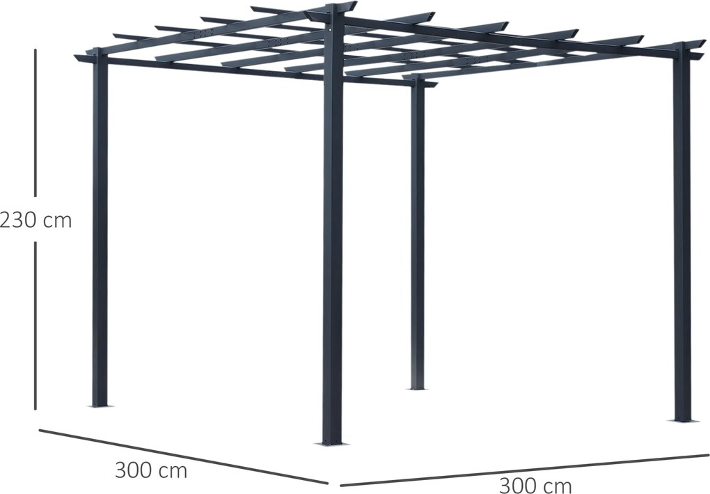 Outsunny Pawilon Różany Metalowy Pergola Łukowa Odporna na Warunki Pogodowe 3x3x2.3m | Aosom PL