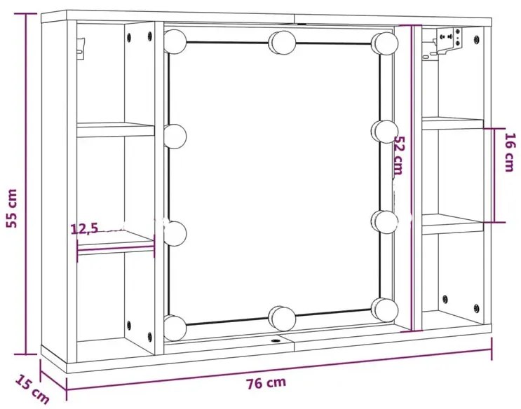 Toaletka z lustrem i półkami na biurko beton Verna 6X