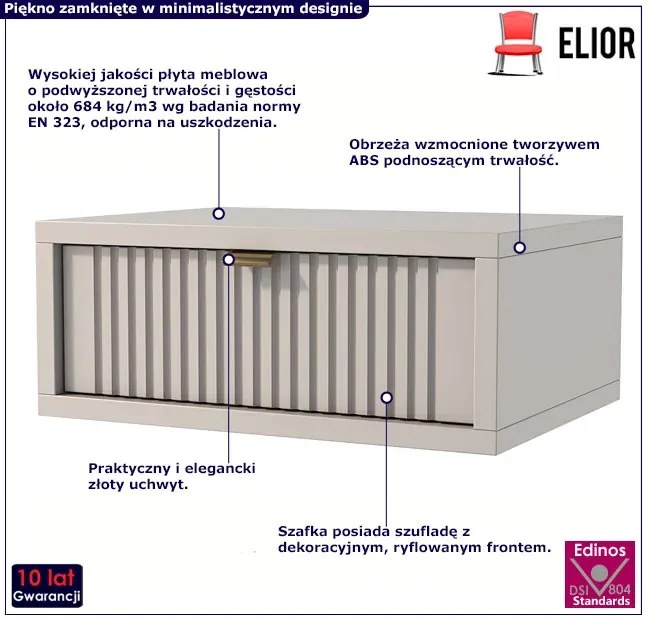 Kaszmirowa nowoczesna szafka nocna wisząca - Magnet