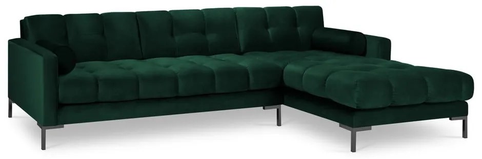 Ciemnozielony aksamitny narożnik Cosmopolitan Design Bali, prawostronny