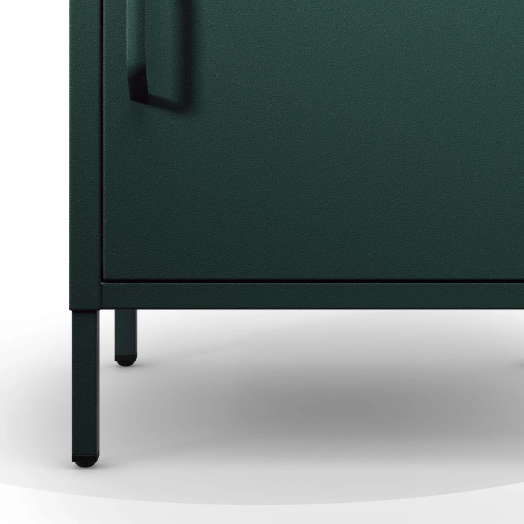 Szafka nocna metalowa na nóżkach butelkowa zieleń, 424x595x400 mm: MIA Modern
