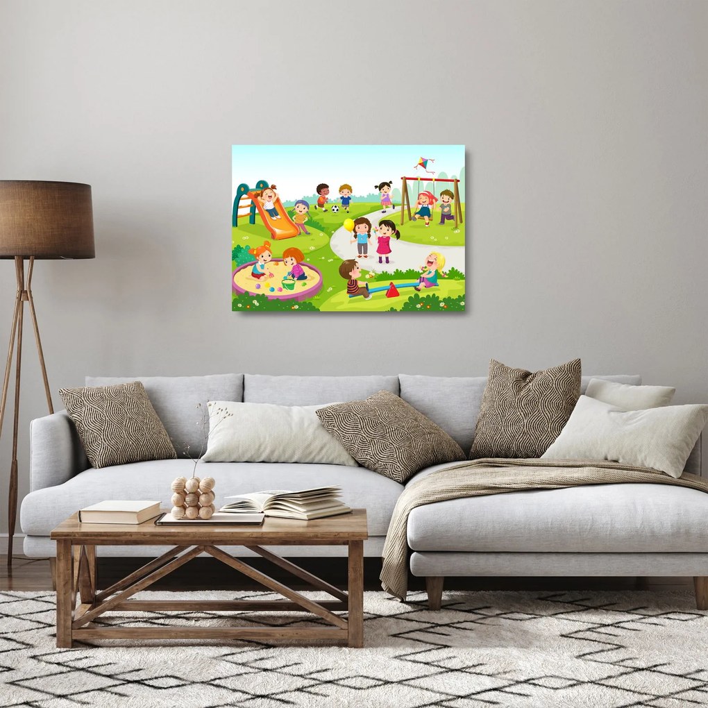Obraz na szkle dziecięcych zabaw w piaskownicy (70x50 cm)