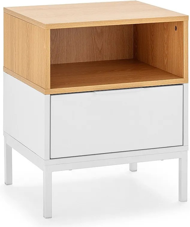 Stolik nocny Nieve z 1 szufladą, kolor biały