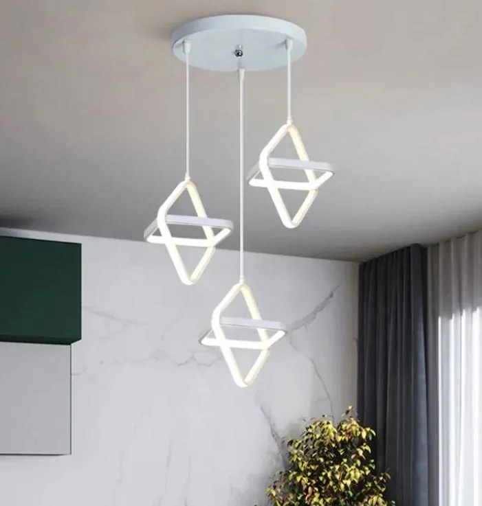 Lampa geometryczna LED klosz wisząca sufitowa AT53-3SL-White