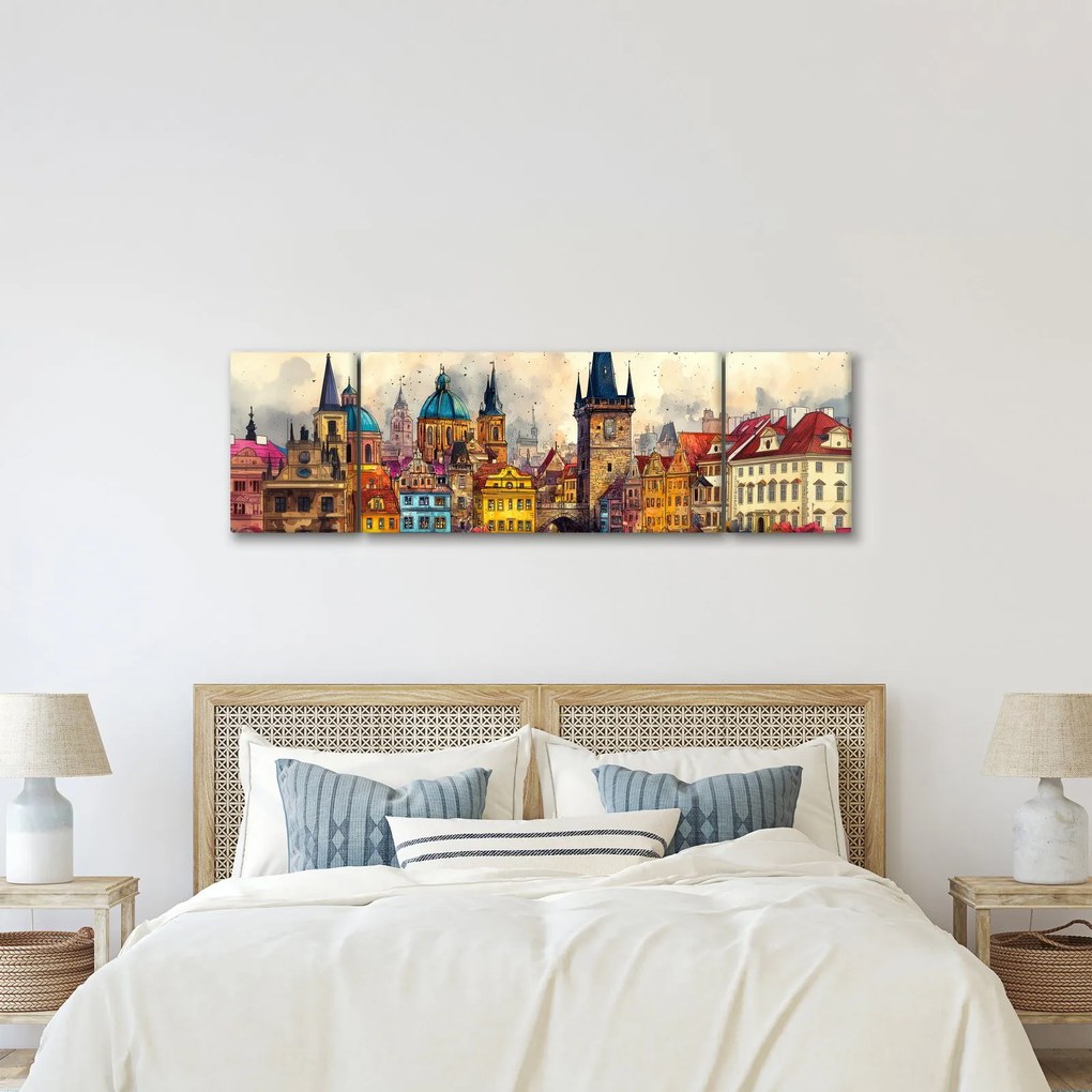 Obraz - Jesień w malowanym mieście (170x50 cm)