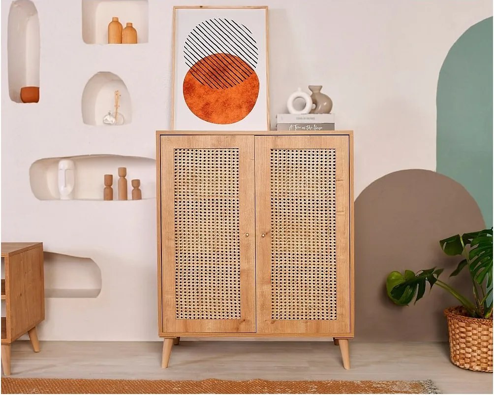 Elegancka dębowa komoda, 100% drewno grabowe, 90 x 40 x 110 cm | Stabilne nogi z drewna grabowego | Idealna do nowoczesnych salonów i jadalni