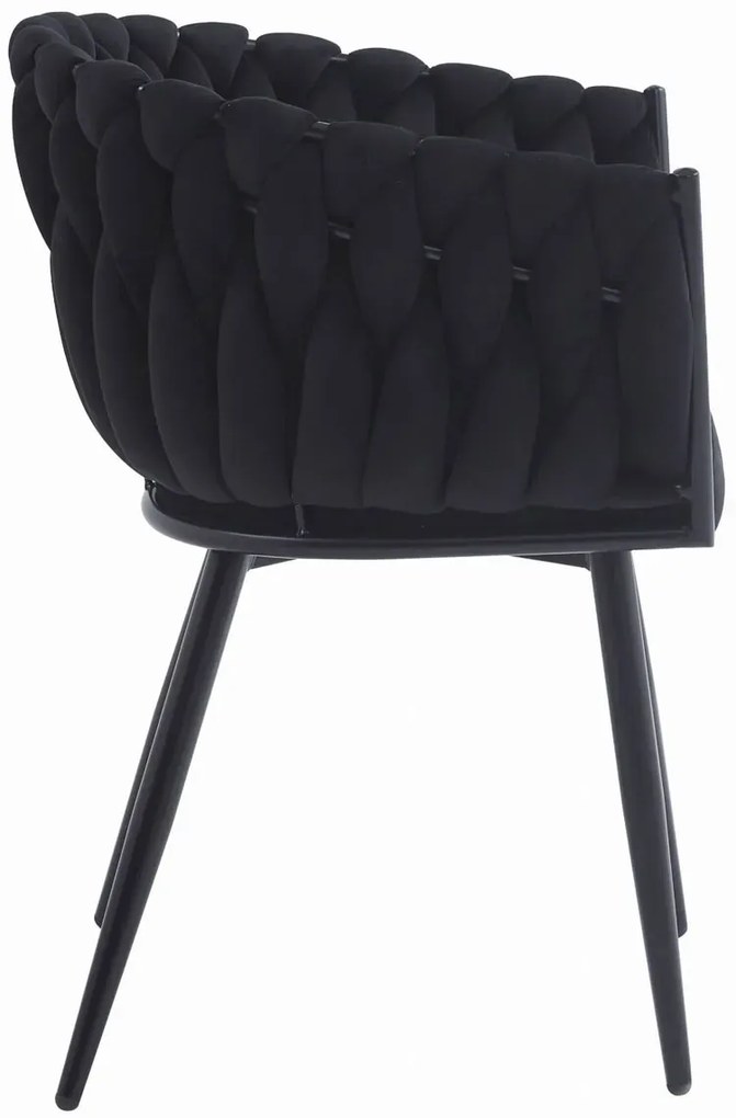 Czarne metalowe kubełkowe krzesło tapicerowane R0-G03