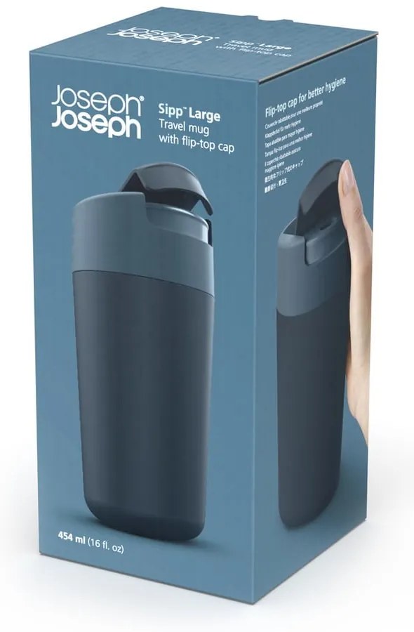 Anytracytowo-granatowy kubek podróżny 450 ml Sipp – Joseph Joseph