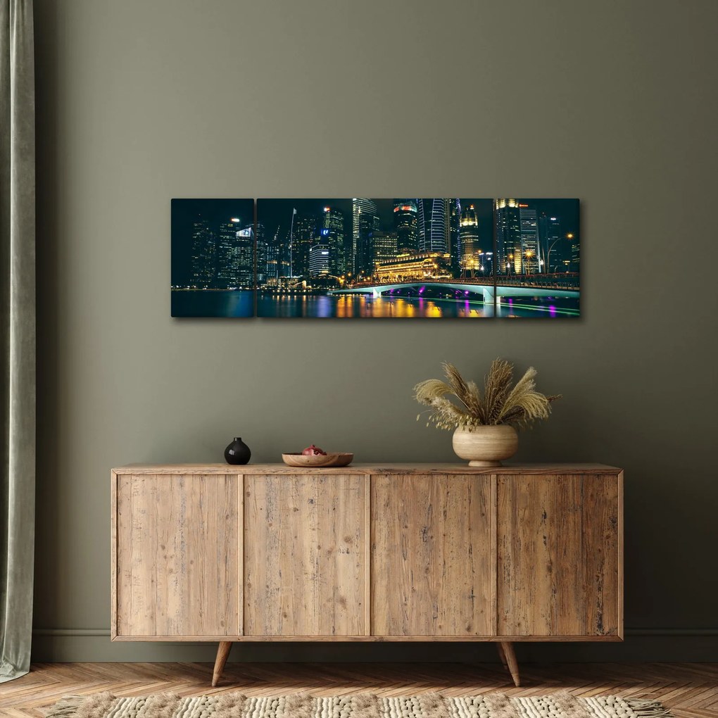 Obraz Singapuru nocą (170x50 cm)