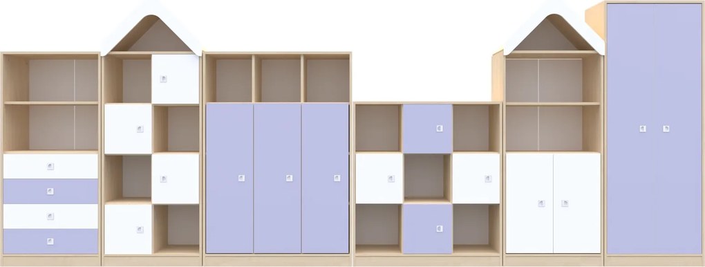 Komplet mebli przedszkolnych Blox Colours 2, fronty pastelowe fioletowe