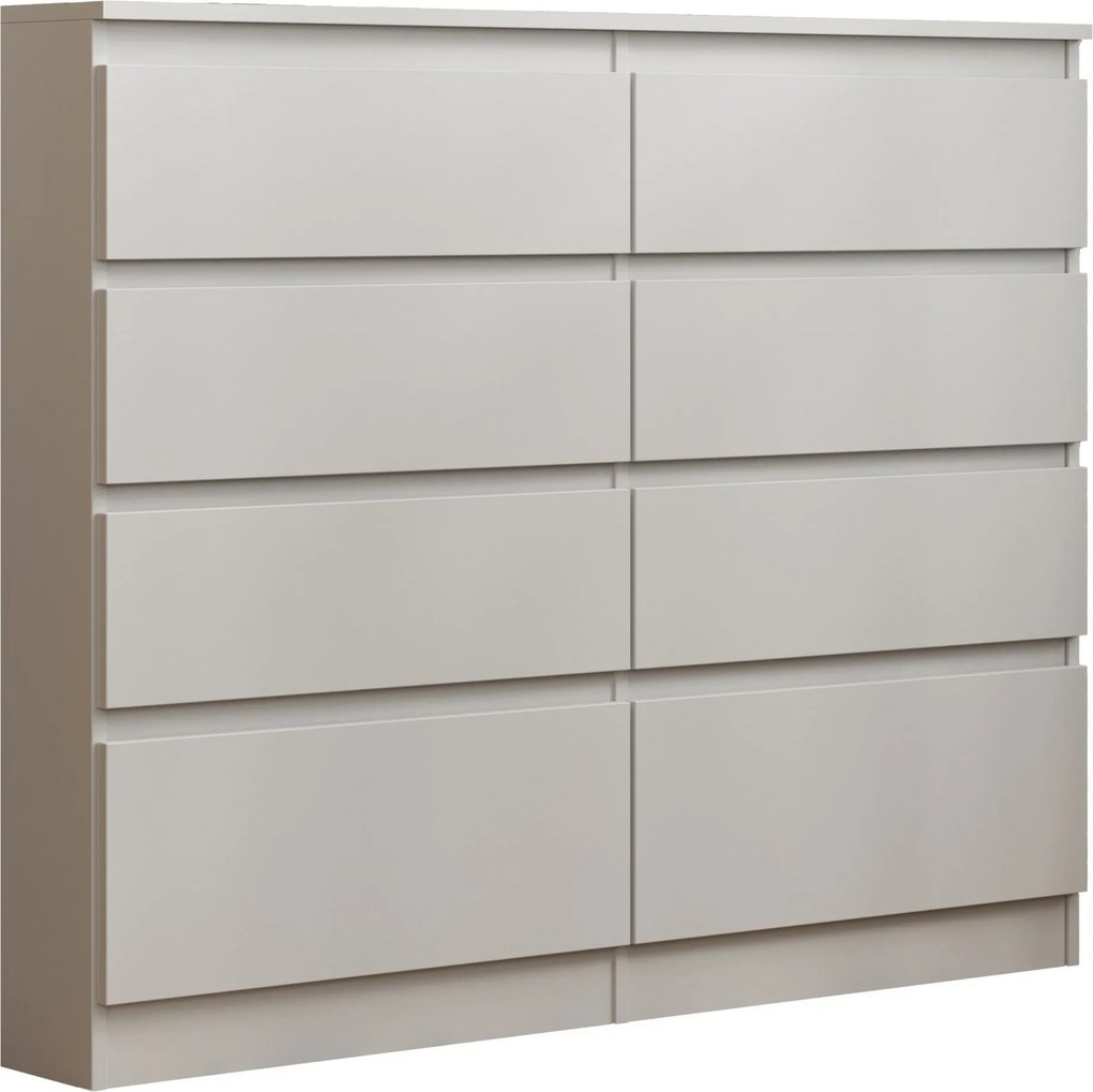 Komoda ADRIANO 120 cm do Salonu Sypialni 8 Szuflad Biały