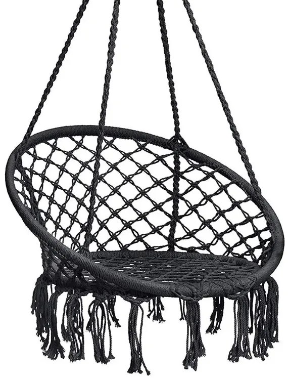 Czarny fotel wiszący COLUMBIA z czarnym stojakiem