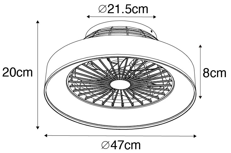 Wentylator sufitowy z lampą czarny 47 cm z LED z możliwością ściemniania z pilotem - Emily Nowoczesny Oswietlenie wewnetrzne