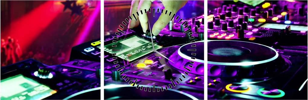 Obraz - DJ (z zegarem) (90x30 cm)