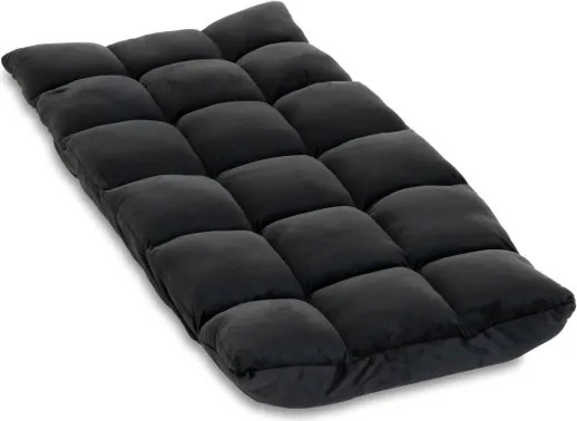 Czarny fotel podłogowy Relax Lounger, welur, 5 pozycji
