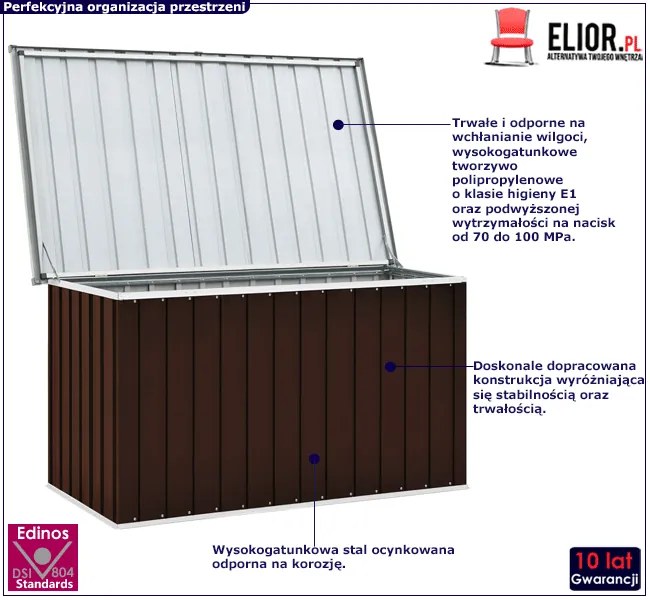 Brązowa otwierana skrzynia ogrodowa A3-P68