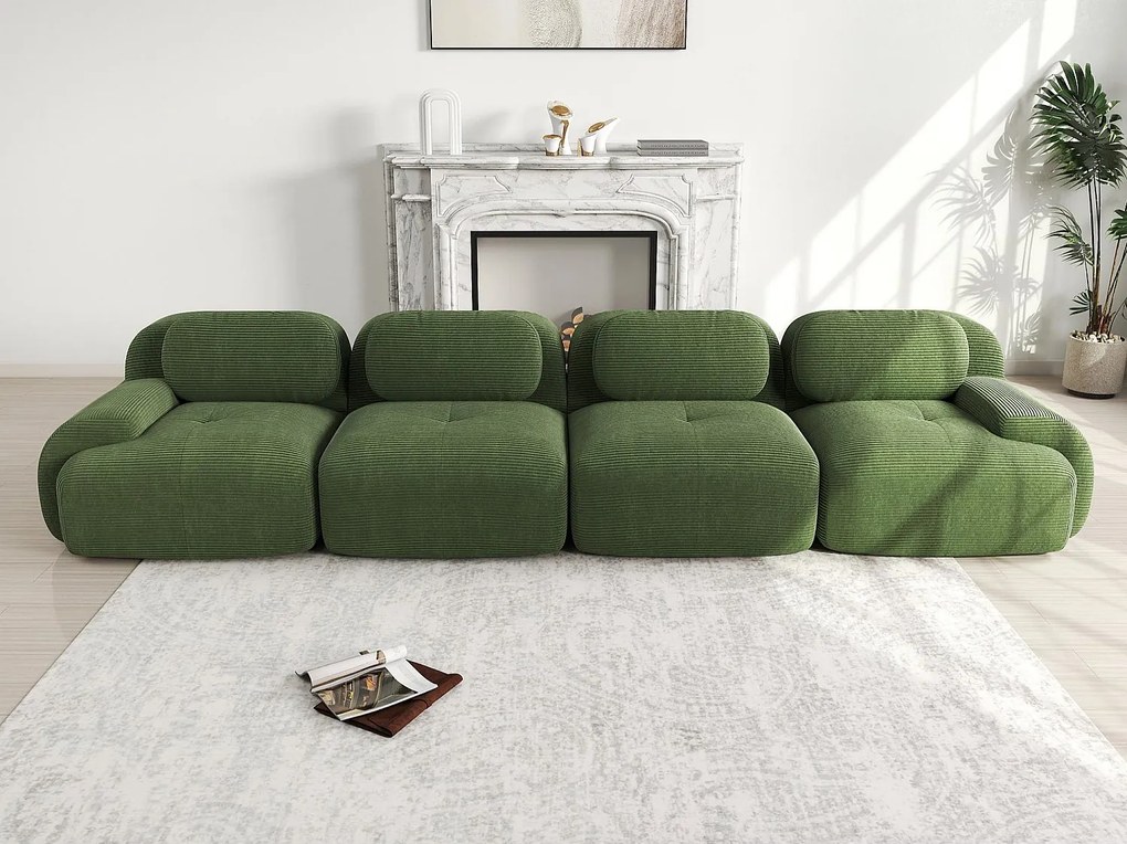 4-osobowa sofa bez stelaża - Modułowa i dowolnie konfigurowalna - Tkanina o wysokiej elastyczności - Sztruks - Zielony