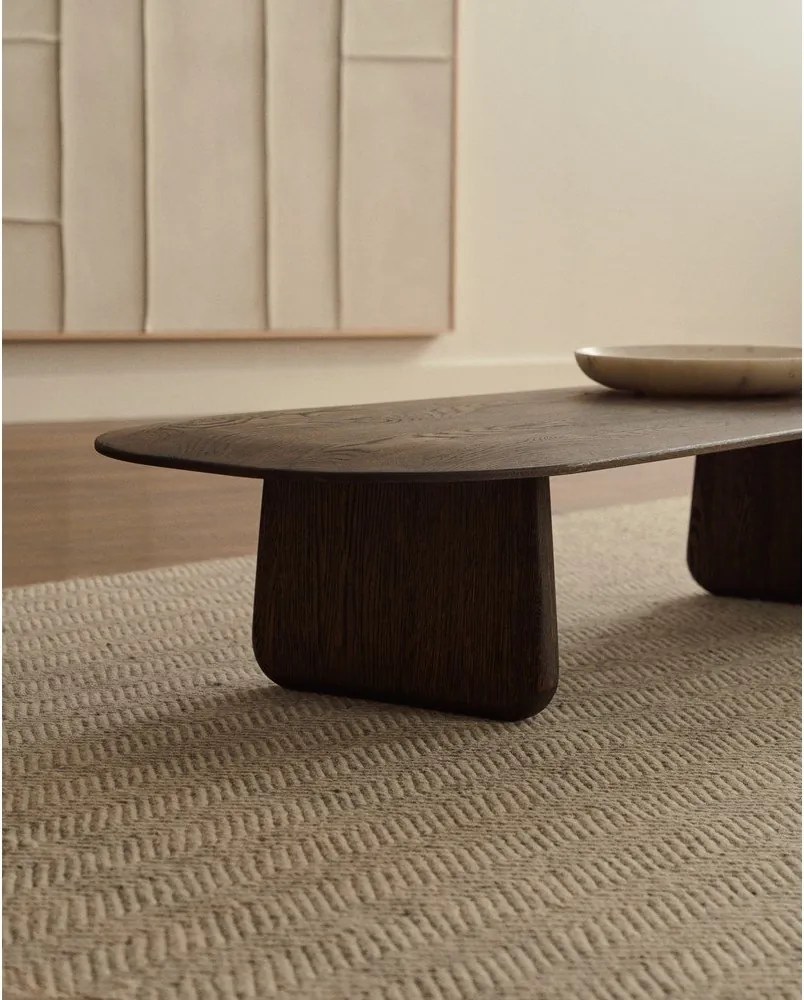 Ciemnobrązowy stolik z litego drewna dębowego 64x146 cm Pirita – Kave Home