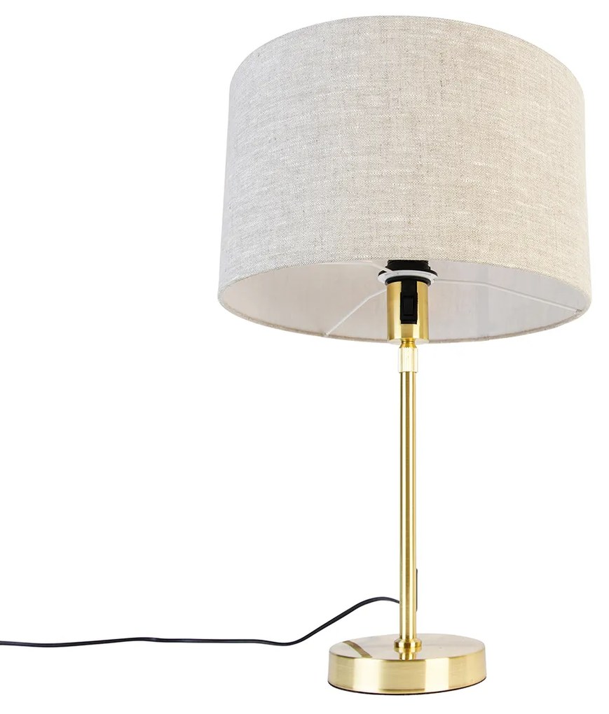 Lampa stołowa złota regulowana z jasnoszarym abażurem 35 cm - ParteDesignerski Oswietlenie wewnetrzne