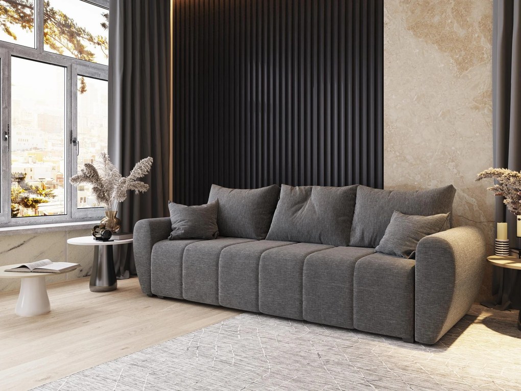Masseno Sofa MADISON z funkcją spania i pojemnikiem na pościel - Jasnoszary - SAWANA 21