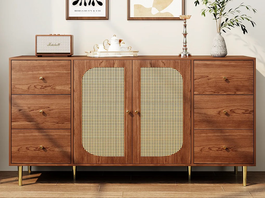 Bufor 2-drzwiowy i 6 szuflad - z MDF - Brązowy