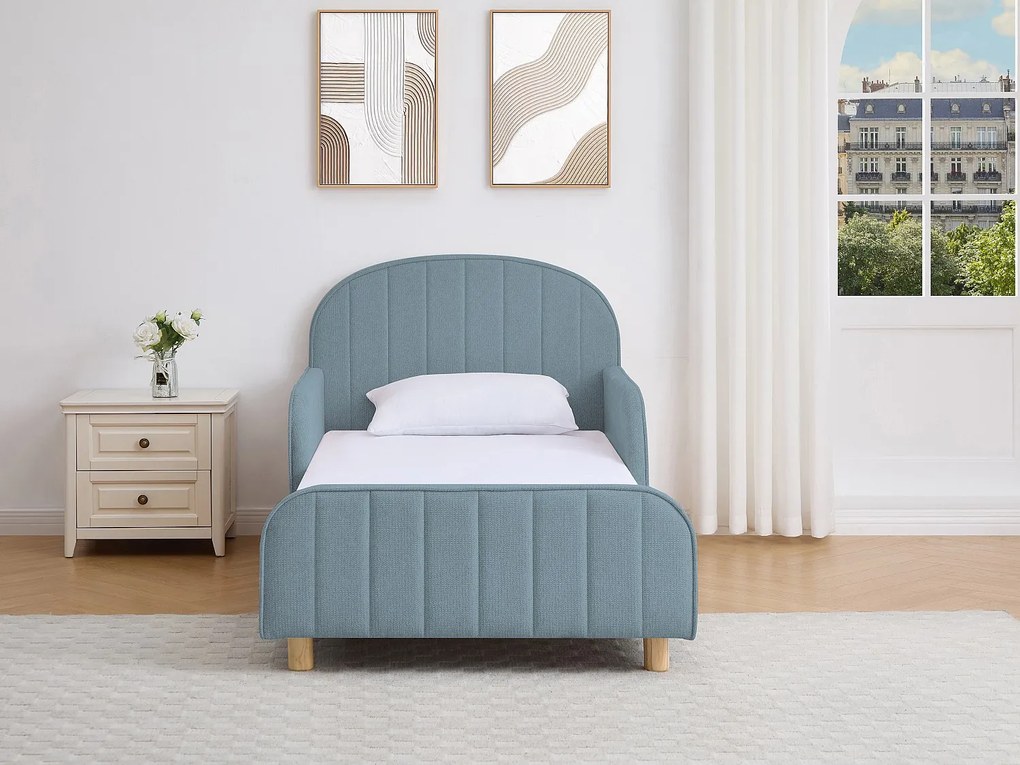 Łóżko 90 x 190 cm – Tkanina teksturowana – Niebieski – MIRAVELO