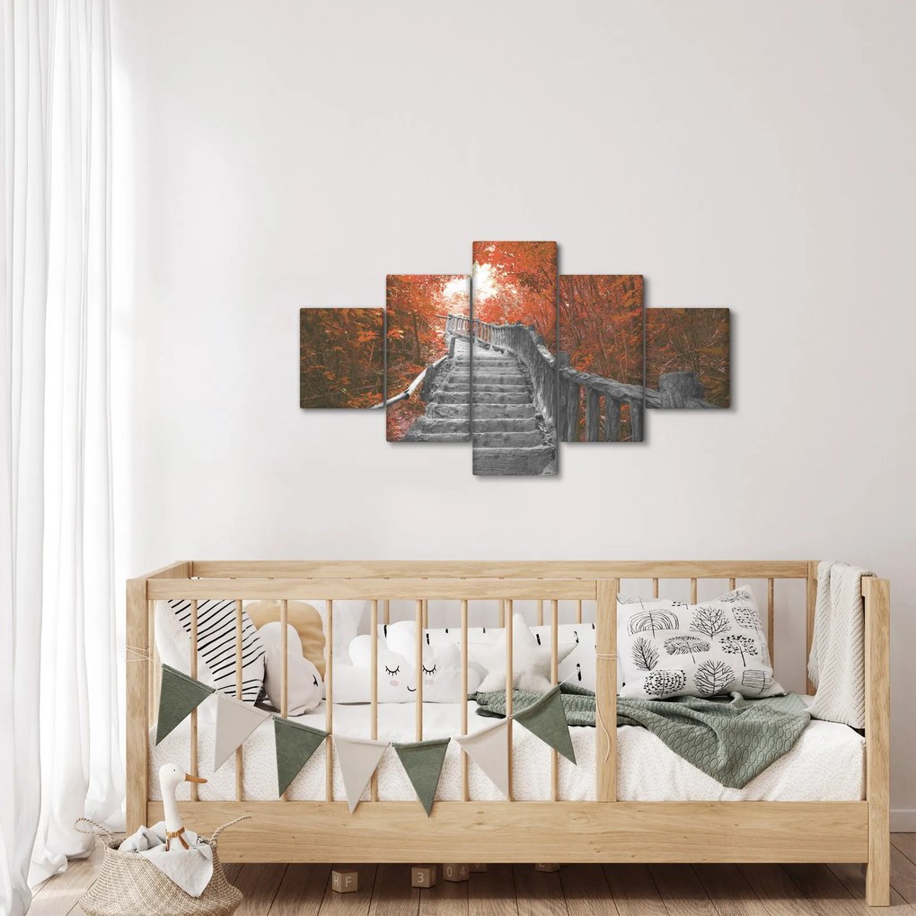 Obraz - Schody w naturze, pomarańczowy (125x70 cm)
