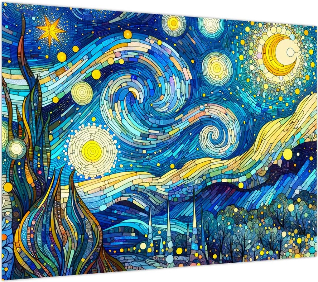 Obraz na szkle – Mozaika gwiaździstej nocy (70x50 cm)