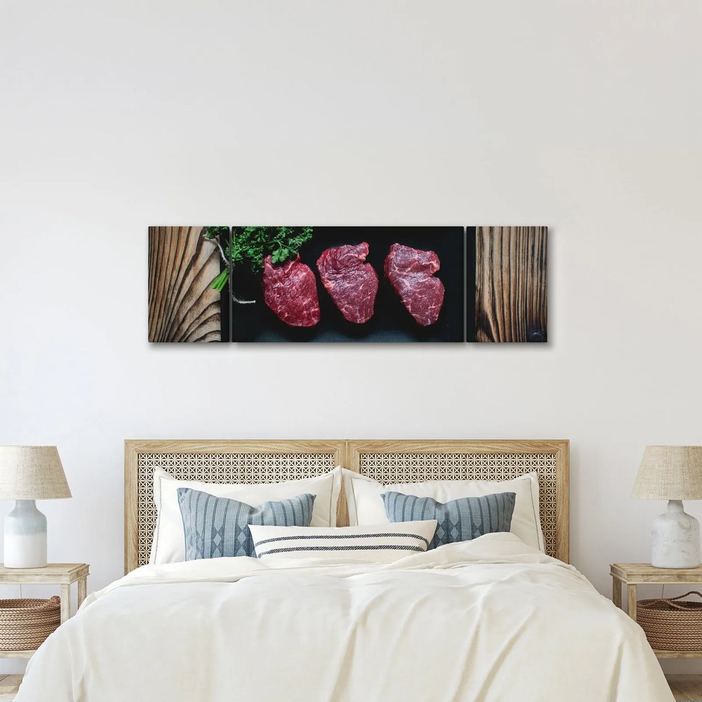 Obraz mięsa na talerzu (170x50 cm)
