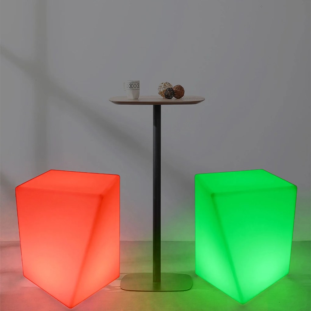 Podświetlany stołek/taboret LED, 40x40x40 cm