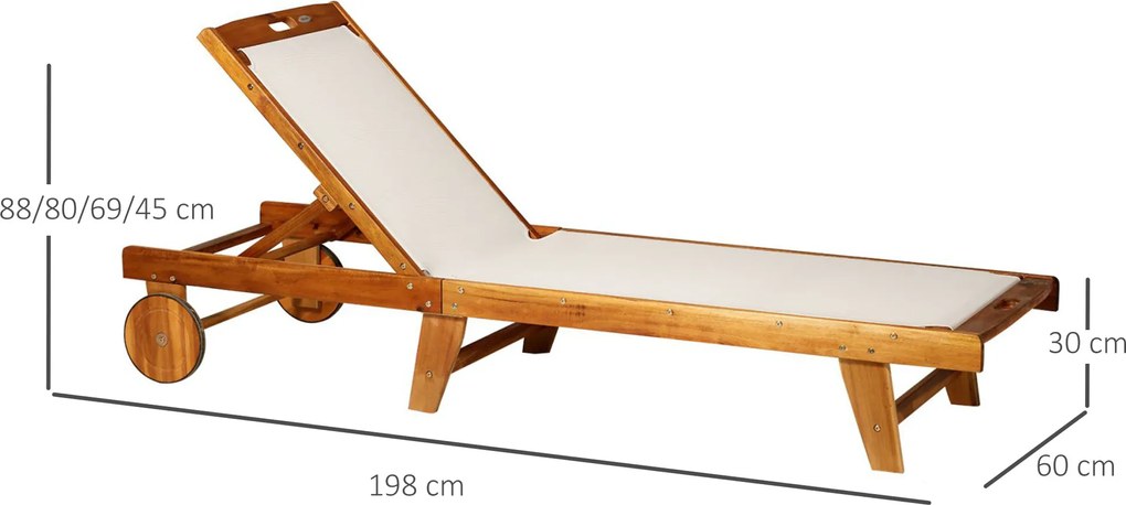 Leżak ogrodowy z regulacją drewno akacjowe naturalny outsunny