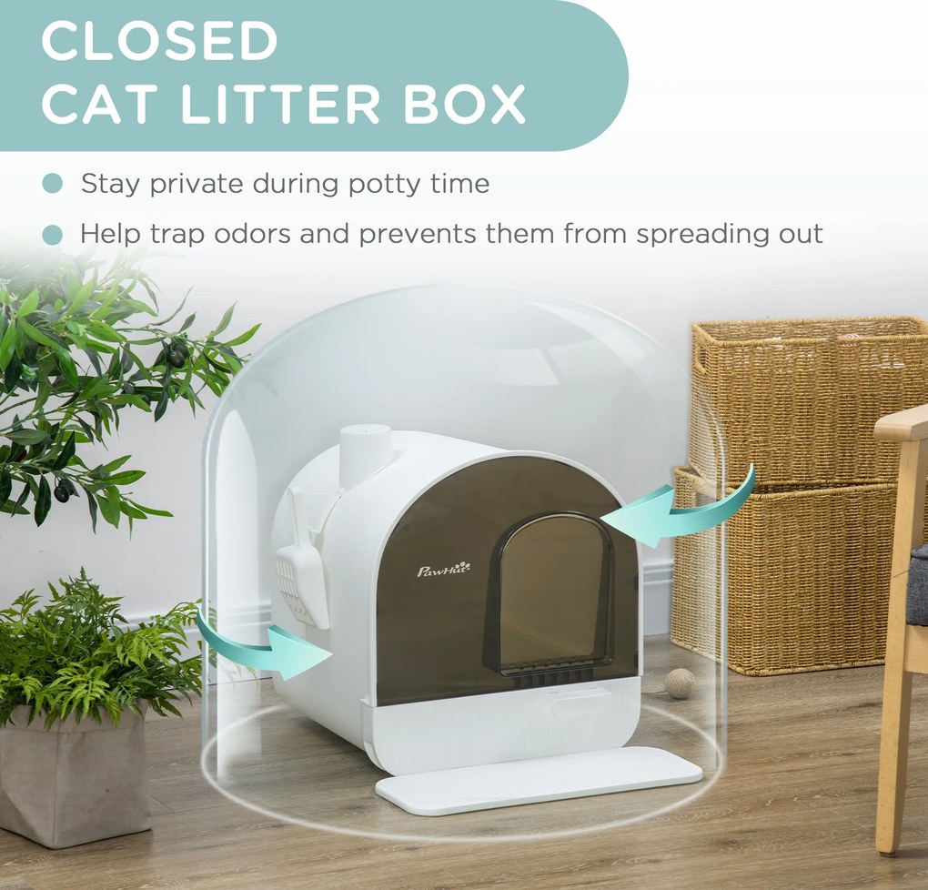 PawHut Kuweta dla kota z filtrem i matą podłogową Zapewnia czystość i świeżość Czarno-biały | Aosom PL