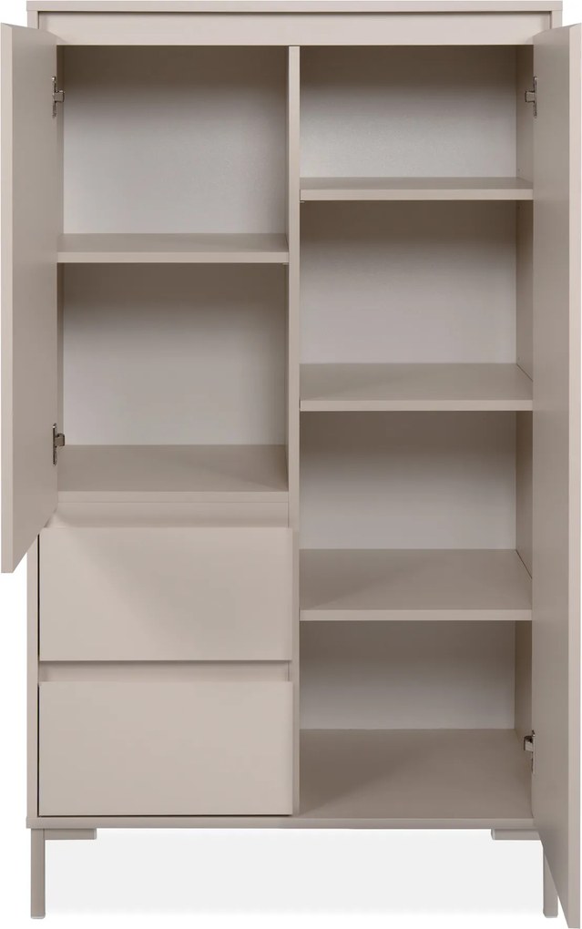 Beżowa komoda wysoka Korsika 81 cm, z szafkami i szufladami